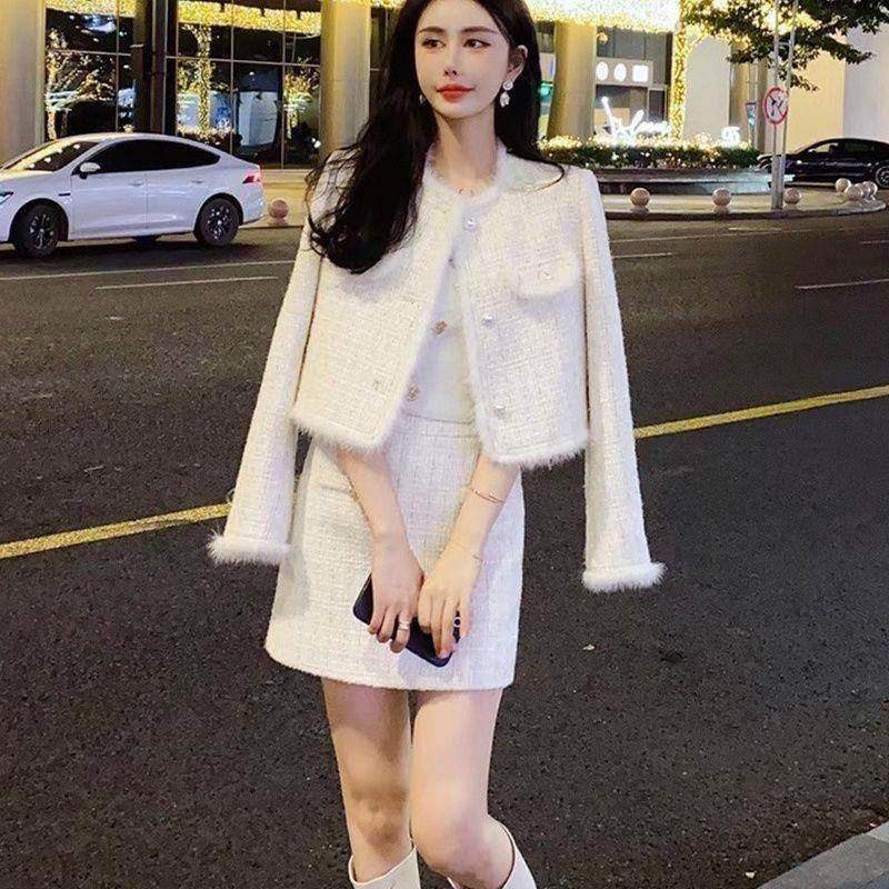 粗花呢感小香风时尚套装女秋冬新款加厚短外套+半身裙两件套,女装/女士精品,时尚套装,淘宝优惠券,粉丝福利购,淘宝优惠卷