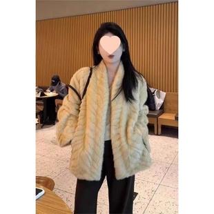 水貂皮草金叶貂外套2025宽松感皮毛新款一体冬季韩版大衣