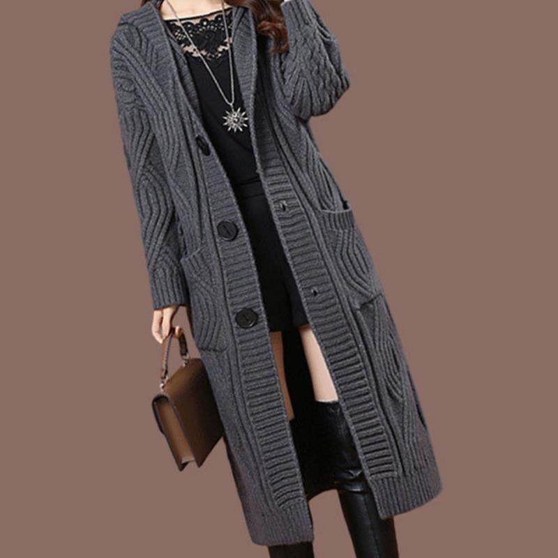 时尚中长款针织开衫加厚粗毛衣外套纯色宽松过膝秋冬大码连帽女装,女装/女士精品,大码呢大衣,淘宝优惠券,粉丝福利购,淘宝优惠卷
