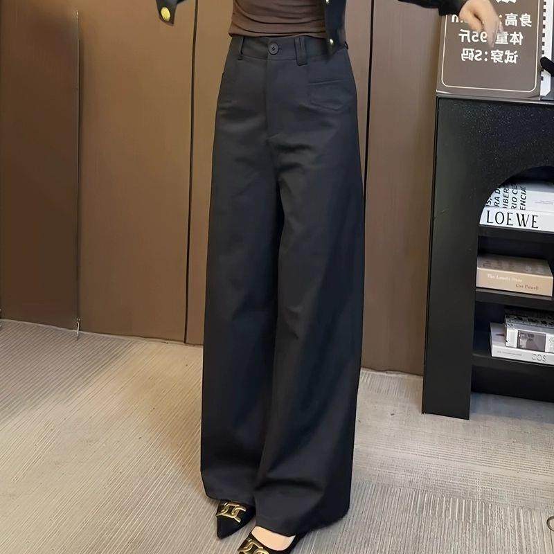 黑色西装阔腿裤女秋季新款大码胖mm梨形身材高腰垂感直筒拖地裤子,女装/女士精品,西装裤/正装裤,淘宝优惠券,粉丝福利购,淘宝优惠卷