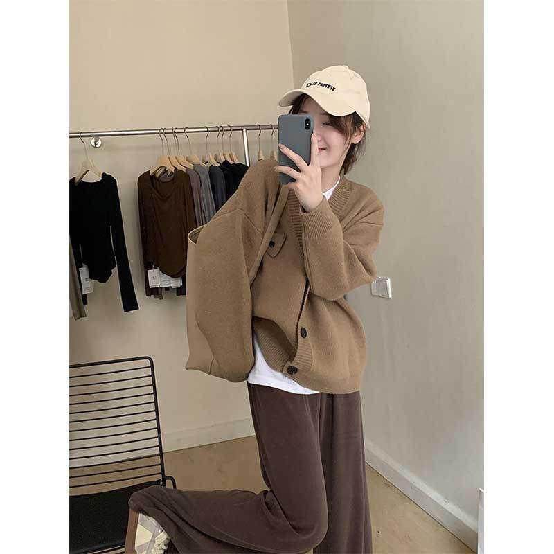 三角口袋毛衣开衫外套2025秋季新款女装时尚百搭长袖针织衫上衣女,女装/女士精品,毛针织衫,淘宝优惠券,粉丝福利购,淘宝优惠卷