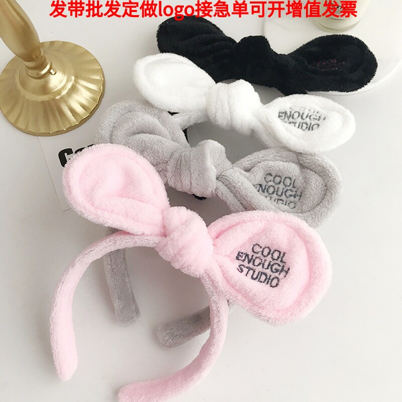 定制logo字母打结美容头带蝴蝶结洗脸束发带兔耳朵发箍发饰