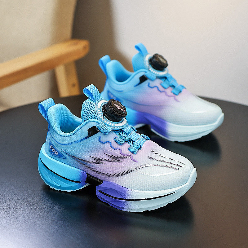 男童鞋子2026春季新款减震儿童跑步鞋运动鞋网面旋转纽扣防滑轻便