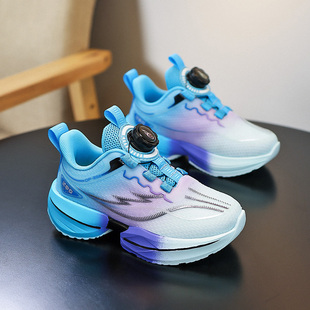 男童鞋子2026春季新款减震儿童跑步鞋运动鞋网面旋转纽扣防滑轻便