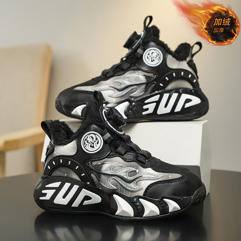 男童二棉鞋2026新款冬季加绒保暖儿童篮球鞋中大童运动鞋黑色耐脏