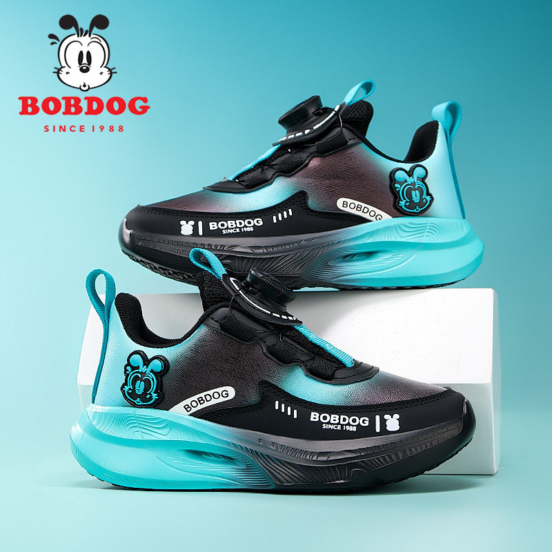 巴布豆2026春秋新款男童跑步鞋儿童运动鞋皮面防水小学生软底轻便