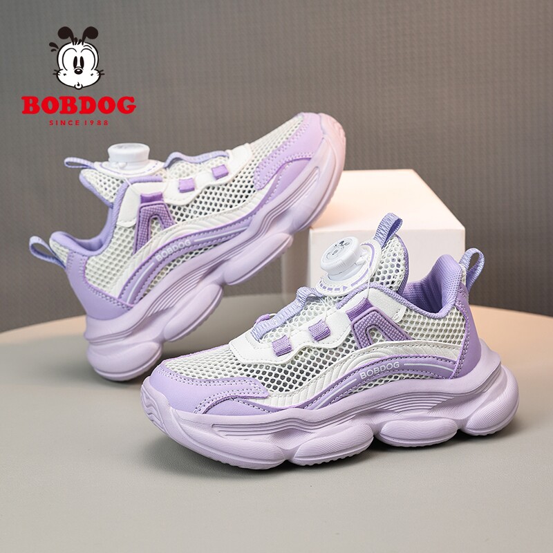 巴布豆女童单网跑鞋透气超轻便软底防滑耐磨减震儿童运动跑步鞋子