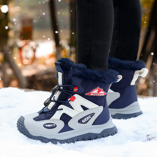 儿童加绒雪地靴男童女童棉靴东北大棉保暖雪地鞋2026冬季新款防寒
