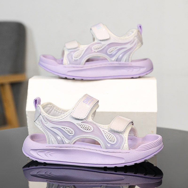 女童凉鞋2026夏季新款儿童运动沙滩凉拖鞋露趾魔术贴儿童鞋子软底