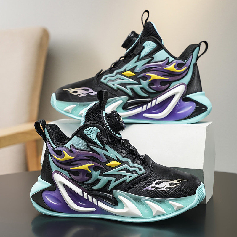 男童鞋运动鞋秋冬款2026新款儿童篮球鞋旋转纽扣男孩专业训练减震