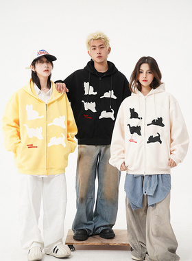 XZ707-1-WY6765-p85  猫咪开衫卫衣 成分：棉65 聚酯纤维35