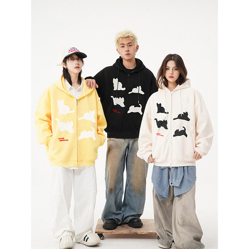 XZ707-1-WY6765-p85  猫咪开衫卫衣 成分：棉65 聚酯纤维35