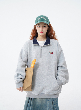 XZ707-1-WY6716-P75 翻领卫衣  成分：棉65 聚酯纤维35