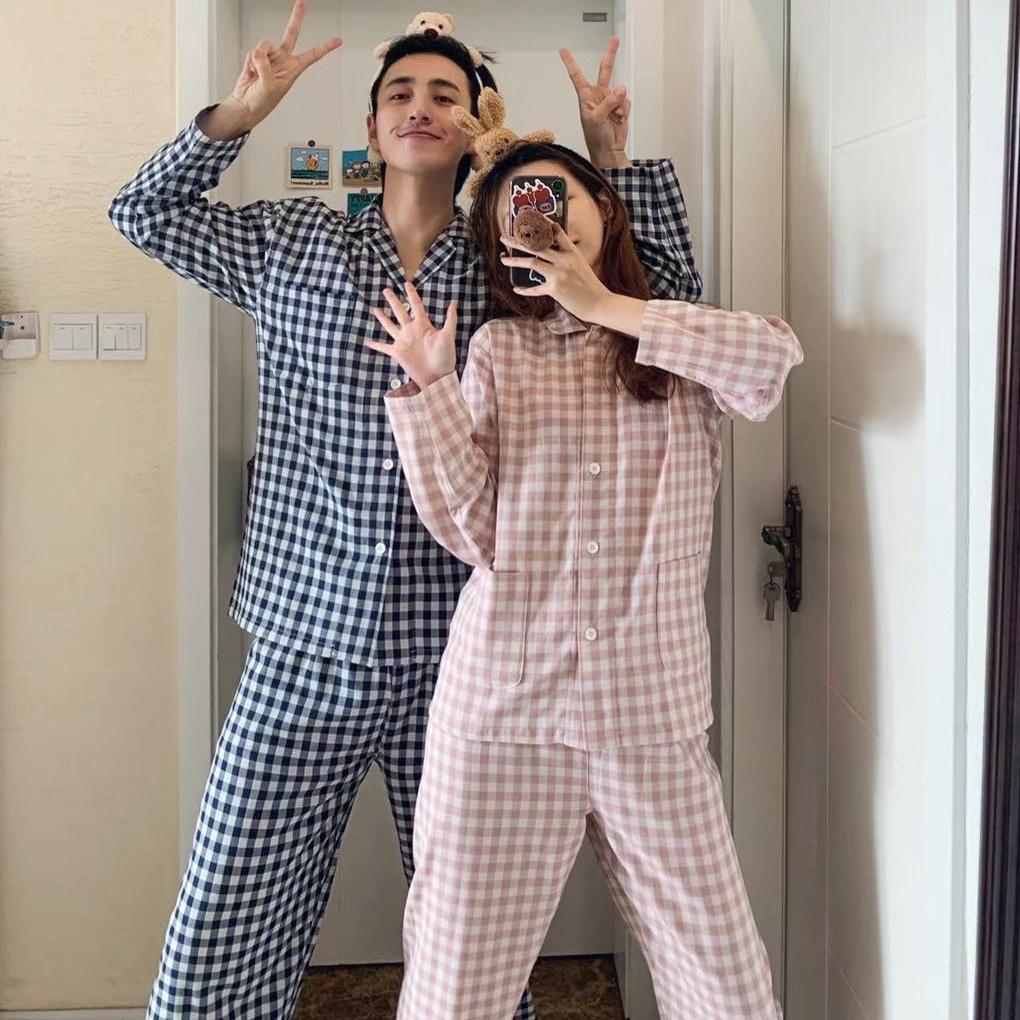 25新色~日单格子睡衣套装！多囤！双层棉纱~超舒服情侣男女款睡衣