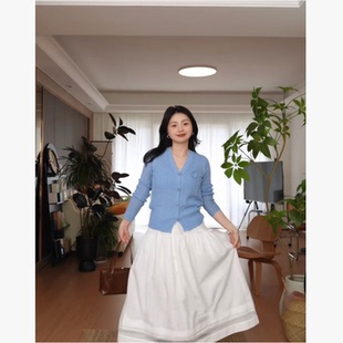 巨折！玫瑰花胸针可拆卸！立体花朵钮扣~莱赛尔亚麻镂空针织开衫