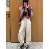 休闲卫裤 Plush 双层腰 宽松收口运动裤 Fleece女团裤 加绒加绒