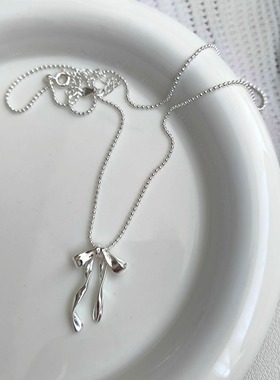 s925纯银飘带蝴蝶结项链女ins小众设计芭蕾风甜美气质百搭锁骨链