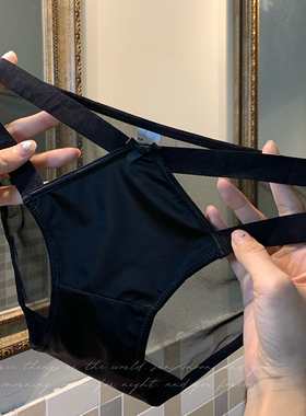 网纱缎面女生内裤女黑色性感新款包臀低腰裆纯棉纯欲日系少女三角