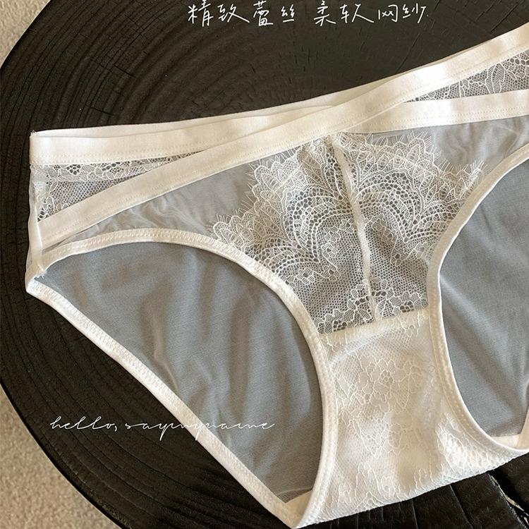 纯欲风欧美质感显细腰蕾丝内裤女2025新款纯棉裆性感网纱透气夏季