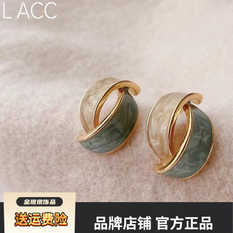 茶系灰蓝色叶子耳环时尚高级感不