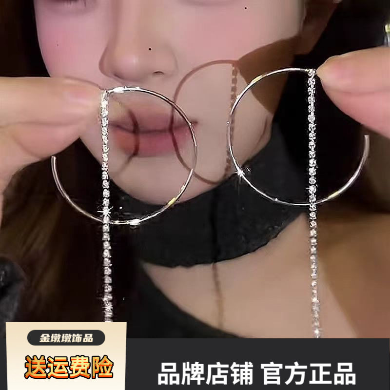 新款925银针一眼心动链条大圆圈