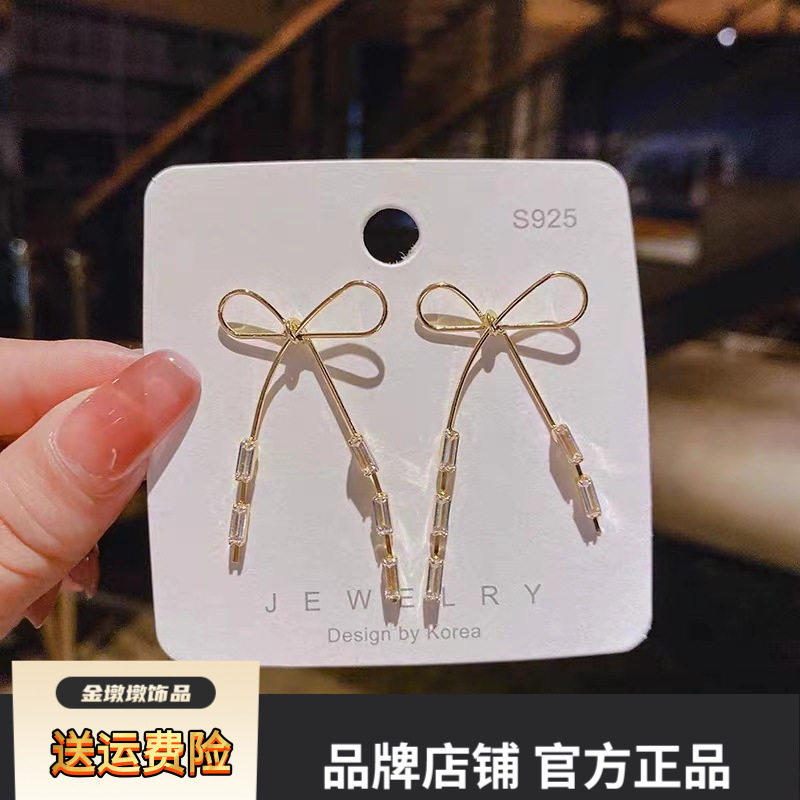 软妹蝴蝶结耳环女韩国气质网红耳