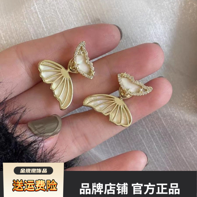 小众设计感蝴蝶耳钉女夏季小巧高