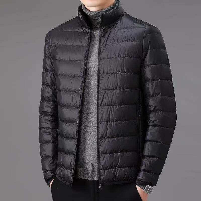 男士轻薄羽绒棉服秋冬款休闲保暖立领连帽中青年上衣轻便外套