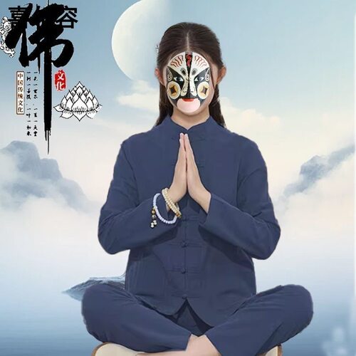 寺院禅服女2025新款中国风佛系禅意拜佛素衣男棉麻居士修行服套装