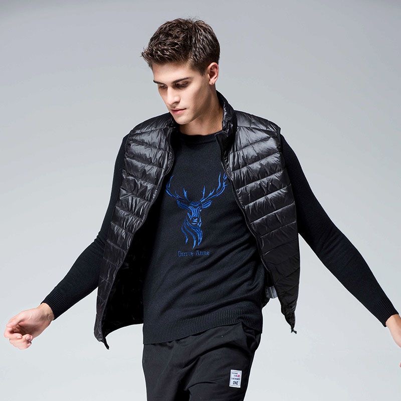 男士轻薄款羽绒棉背心内穿马甲秋冬保暖大码无袖坎肩宽松马夹外套