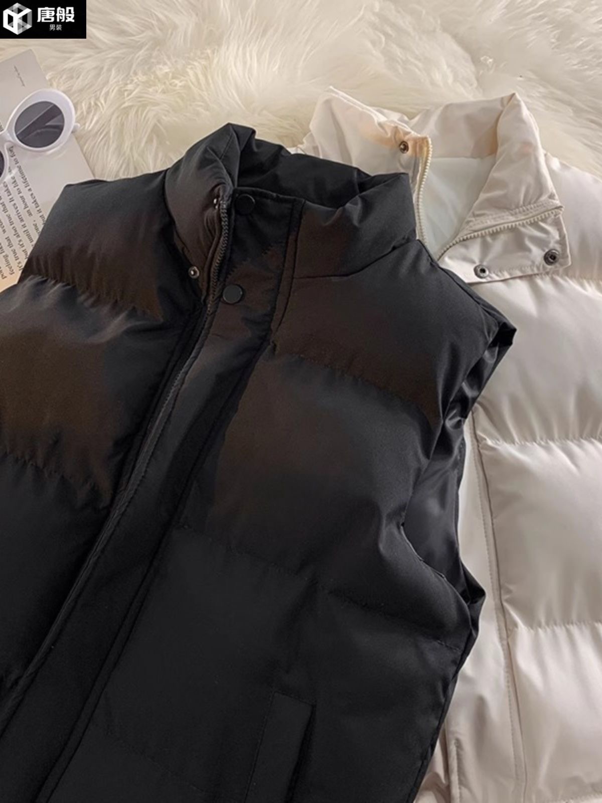 日系复古棉衣马甲男秋冬季加厚立领背心外套潮牌ins宽松羽绒棉服