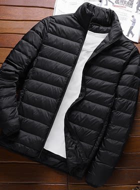 冬季轻薄羽绒棉服男士短款宽松大码休闲保暖轻便薄款棉衣连帽外套