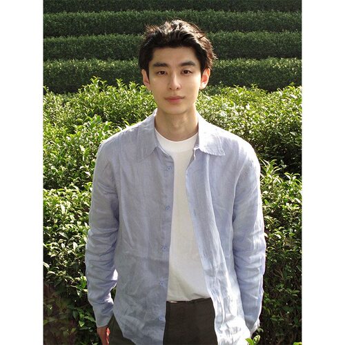 天蓝色长袖棉麻衬衫男款春夏休闲通勤穿搭松弛感轻薄透气防晒衬衣