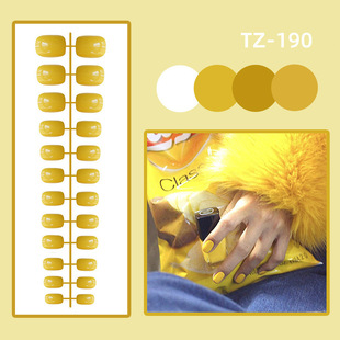 mini短方亮面彩色指甲贴片假指甲成品24片穿戴小短甲甲片美甲甲片