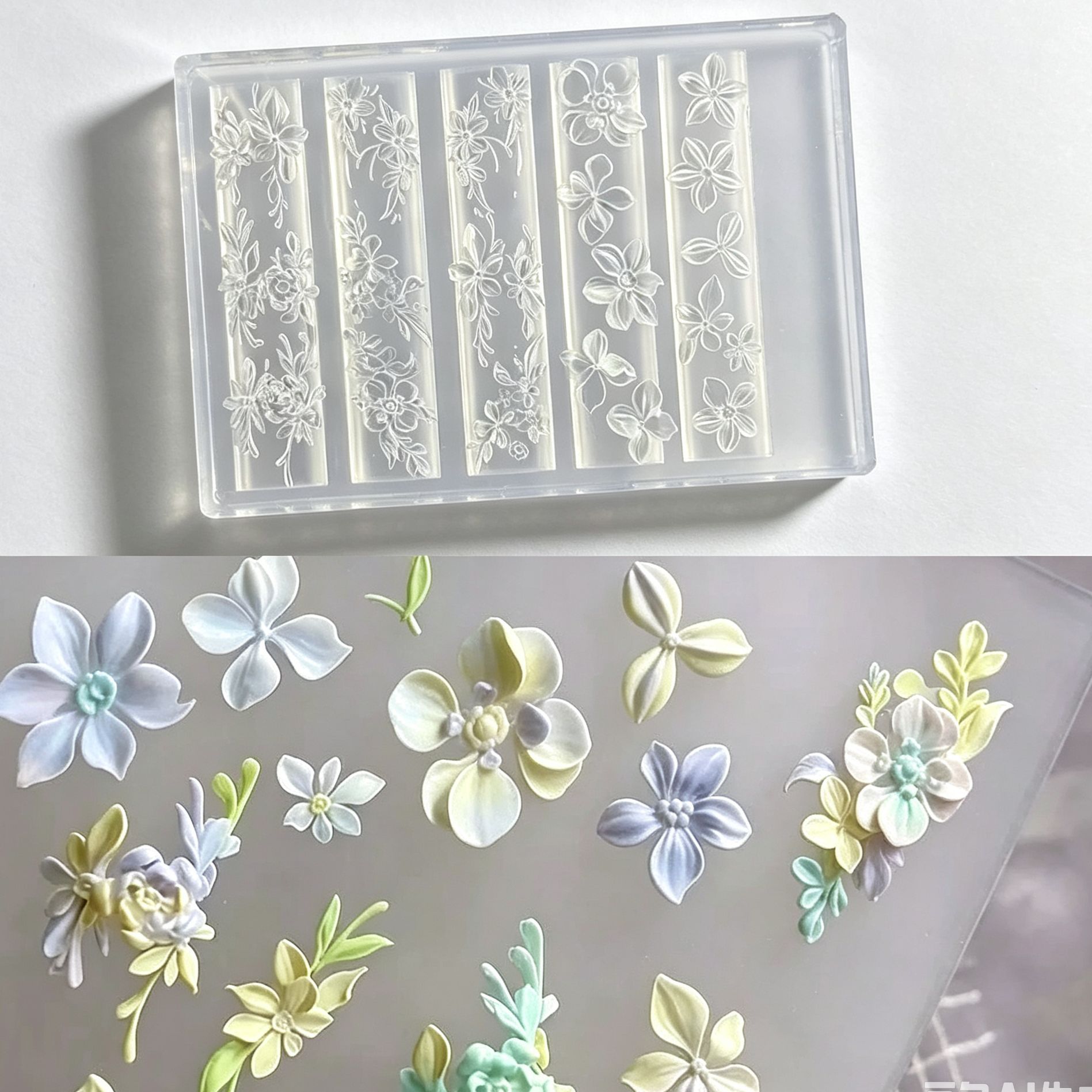 美甲硅胶模具透明花朵造型浮雕雕花春日暖花鸡蛋花蝴蝶结卡通装饰