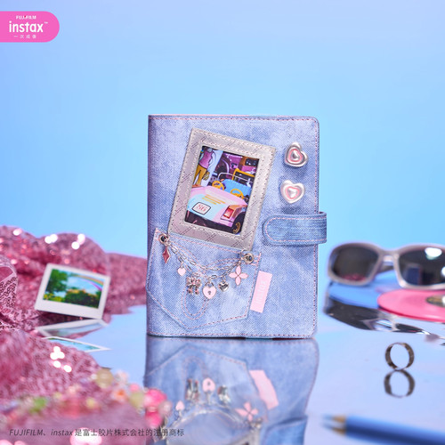 富士instax一次成像拍立得mini3寸相册甜心牛仔收纳迷你相册新款