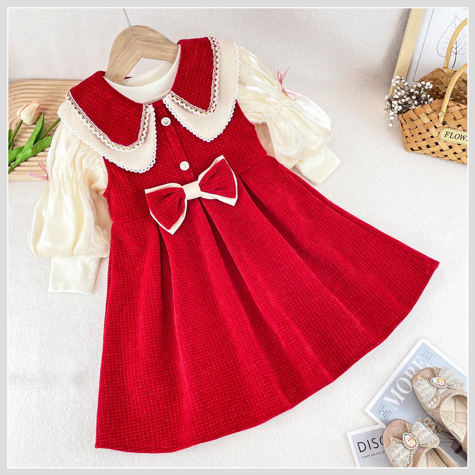 女童新年装加绒连衣裙拜年服冬季