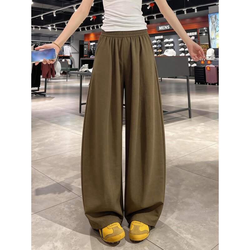 韩系慵懒风弯刀裤女夏季薄款松弛感垂感拖地裤香蕉阔腿裤运动卫裤