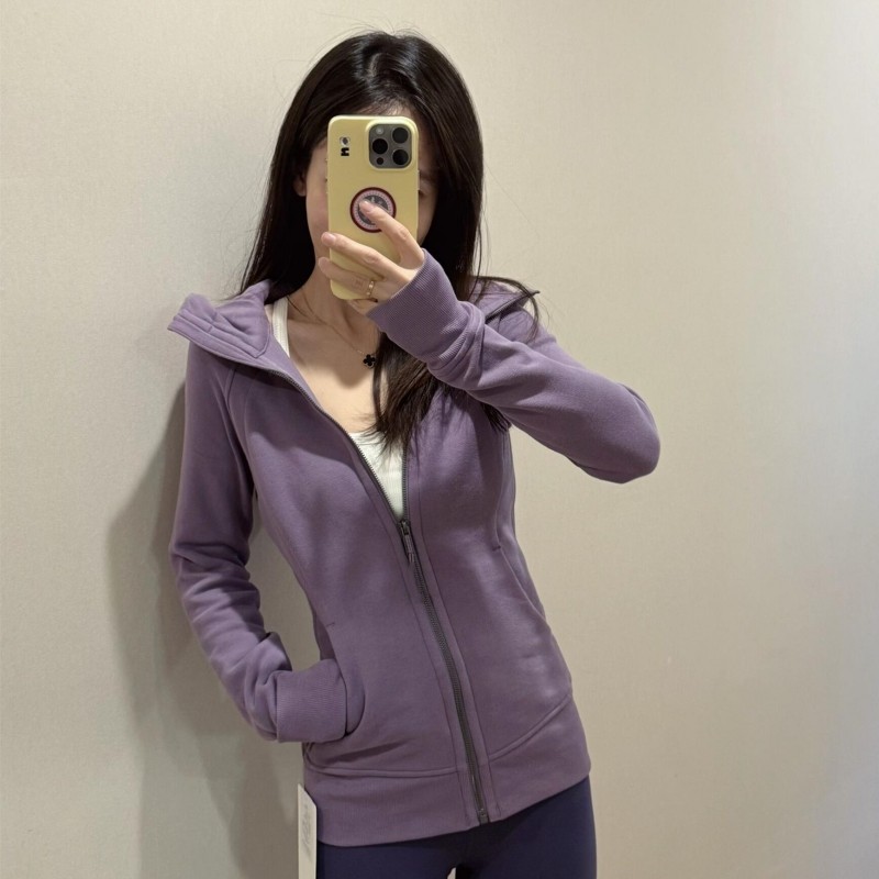 紫色气质百搭加绒外套女秋冬季新款修身连帽卫衣收腰正肩开衫上衣