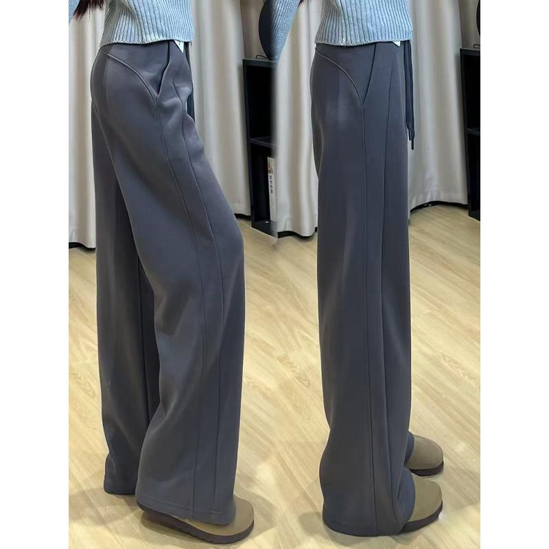 美式高街运动裤女窄版休闲阔腿裤