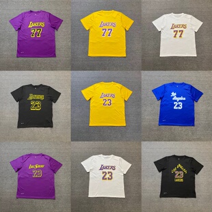 湖人队詹姆斯东契奇同款美式篮球训练服速干T恤出场投篮服短袖