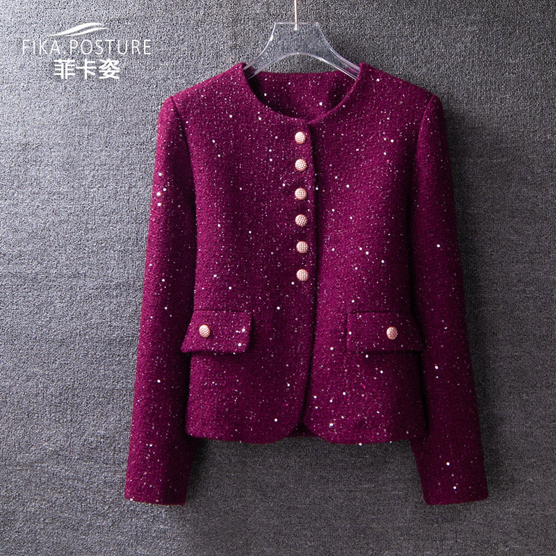 正品红色小香风外套女2024秋冬新款法式名媛气质高级感粗花呢上衣,女装/女士精品,短外套,淘宝优惠券,粉丝福利购,淘宝优惠卷