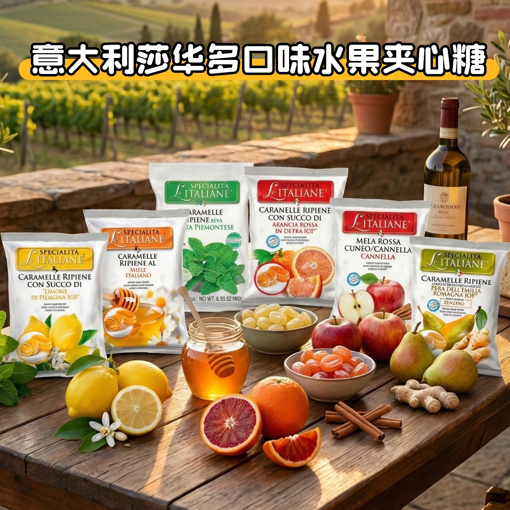 意大利原装进口SERRA莎华薄荷夹心糖血橙柠檬蜂蜜硬糖无麸质袋装