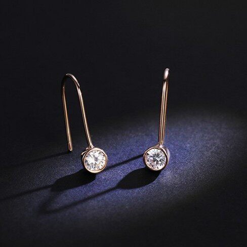 美国进口仿真钻石耳钉明星款30分耳坠圆钻女款防50分银镀金