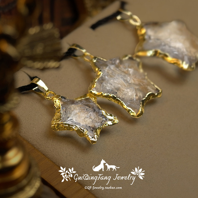 Afternoon Love God India Imported Gilt natural White Crystal star Necklace Lucky star rough  Pendant sweater chainin the Accessories/Fashion Jewelry, Necklace  category - from Buy2taobao.com to provide professional Taobao agent buy service