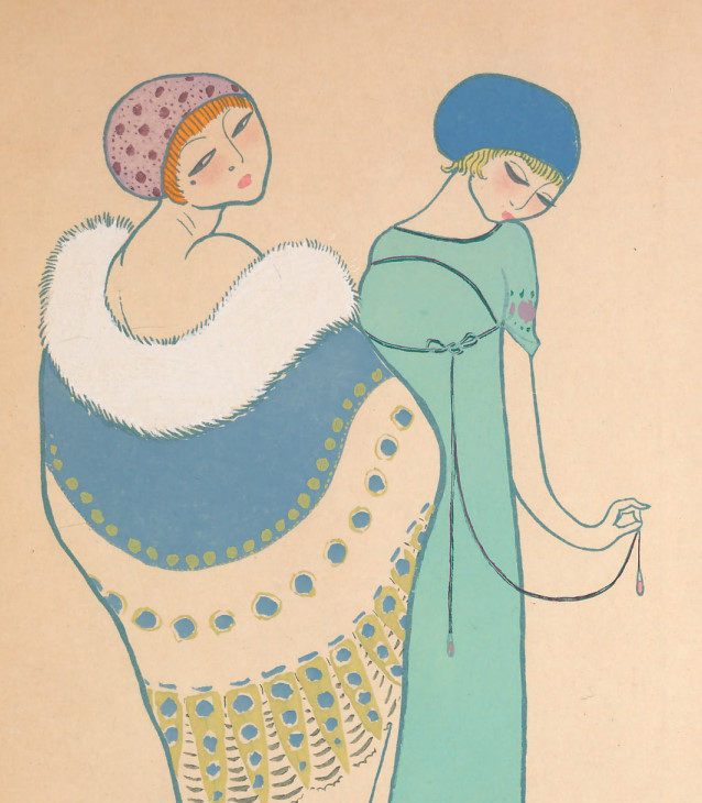 a316【法国】lepape二十世纪初法国时尚女生服装彩色版画插图图库