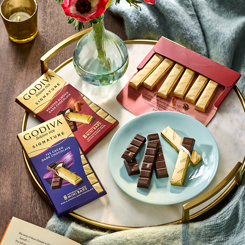 进口Godiva哥蒂歌帝梵巧克力排块8条独立装牛奶海盐可可脂72%黑巧