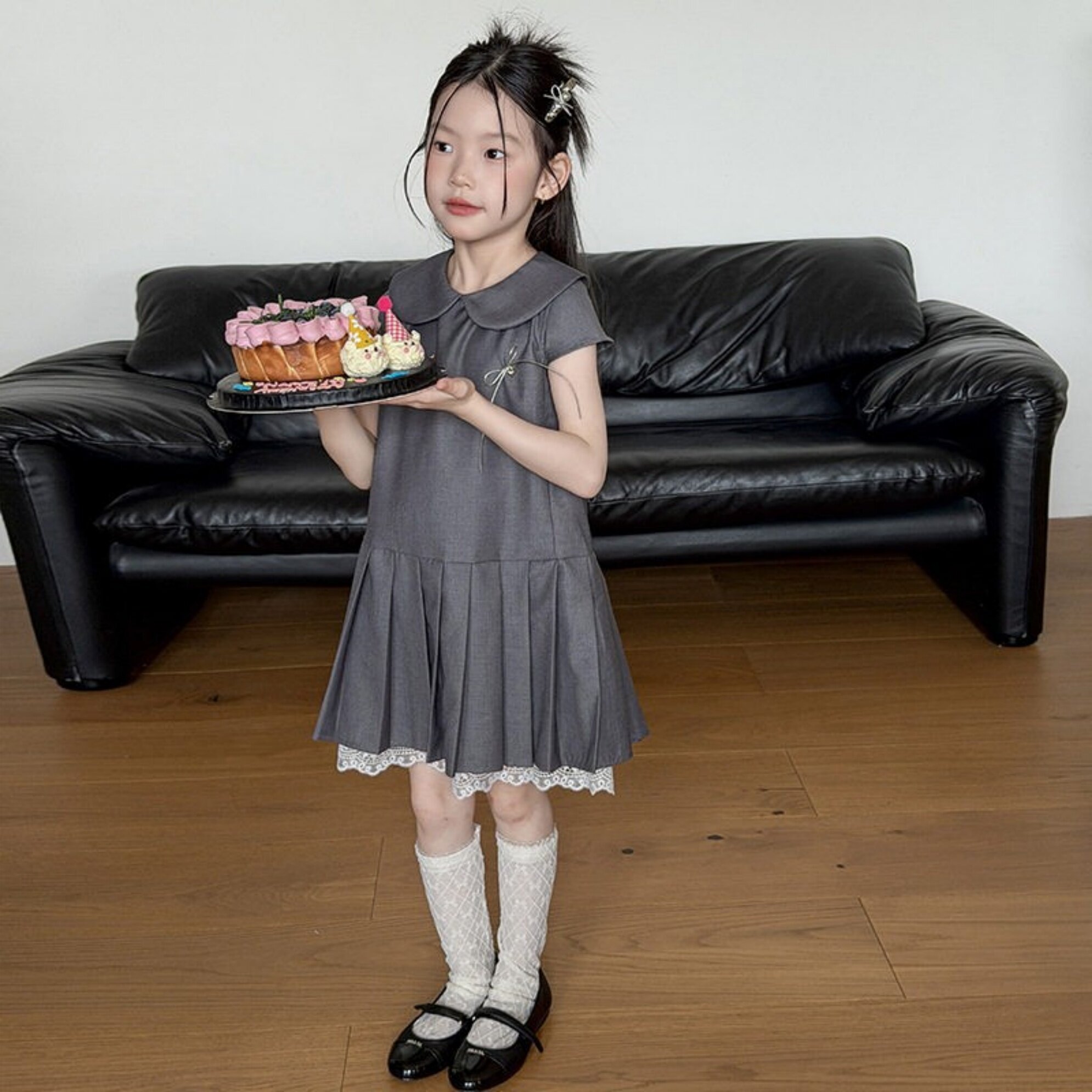 女童纯棉学院风薄超乖公主裙