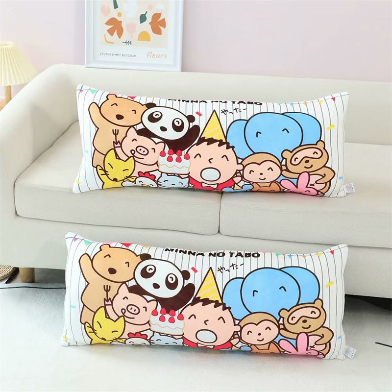 卡通大口仔小男孩印花长条抱枕沙发靠垫睡觉枕头靠背宿舍羽绒棉