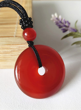 红玛瑙玉佩男女情侣本命年平安扣